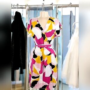 Nine West - Multicolored Design Wrap Dress With Waist Tie - Size XXL - NWTs
